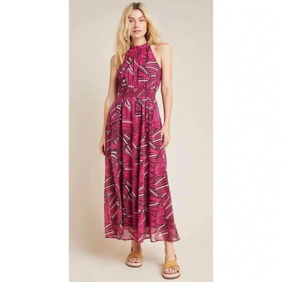 Maeve Anthropologie NWOT Kelli Halter Maxi Dress Size MP - Picture 1 of 12